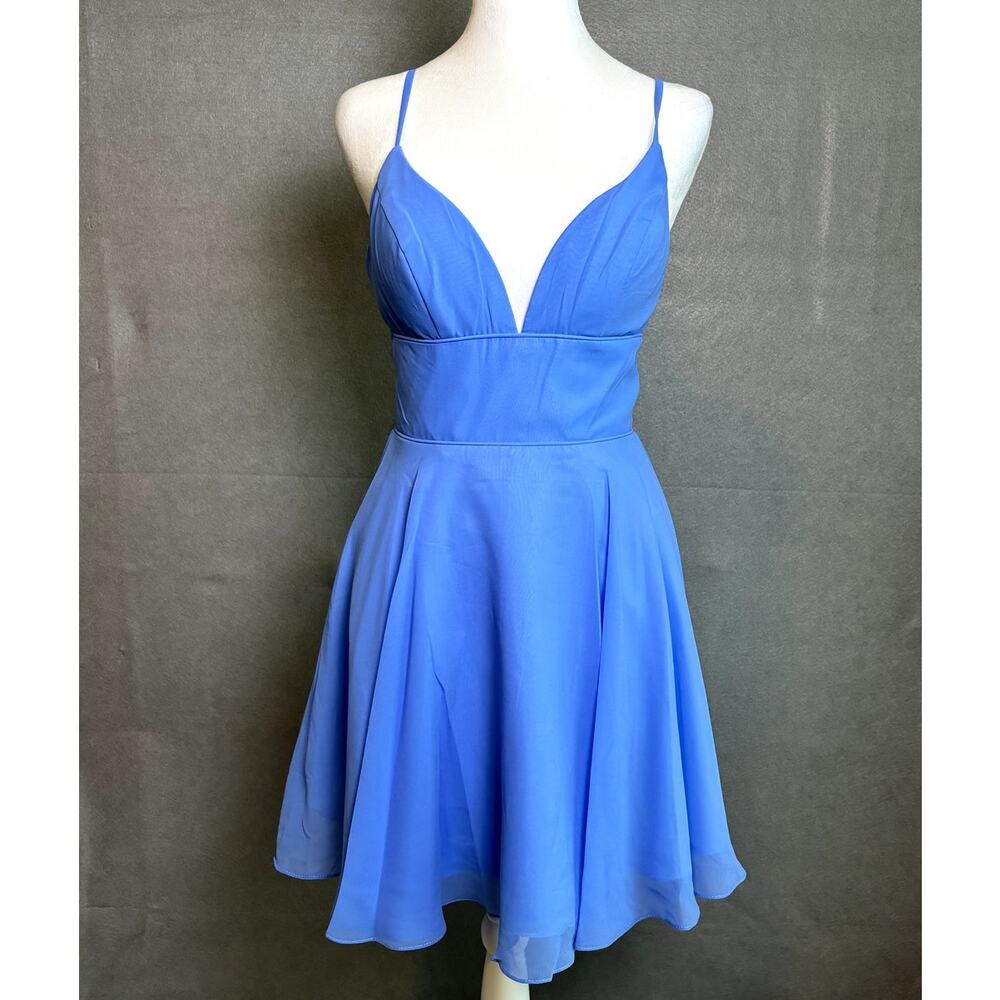 Lucci Lu Prom Cocktail Evening Holiday Blue Mini Dress NEW 2